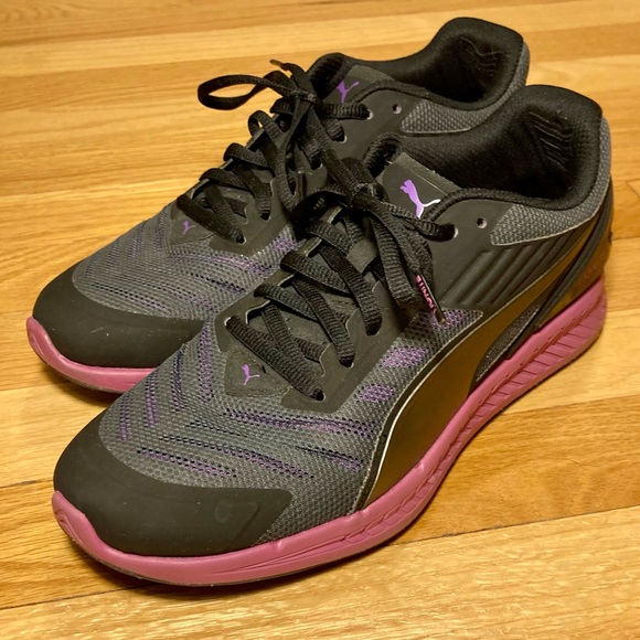 Puma Ignite Black and Purple Running Shoes - Picture 2 of 9